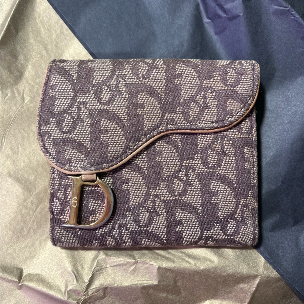 christian dior brown saddle trotter wallet